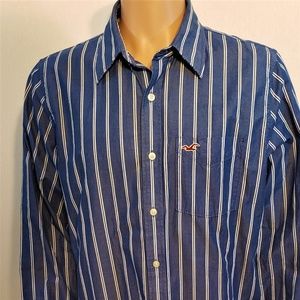 HOLLISTER CALIFORNIA HEAVY BLUE AND WHITE STRIPE